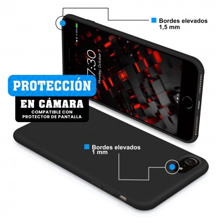 Funda Silicona para Apple iPhone 7 / 8 / SE 2020 Negro - Librephonia