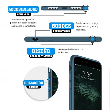 Funda Silicona para Apple iPhone 7 / 8 / SE 2020 Azul Cosmos - Librephonia