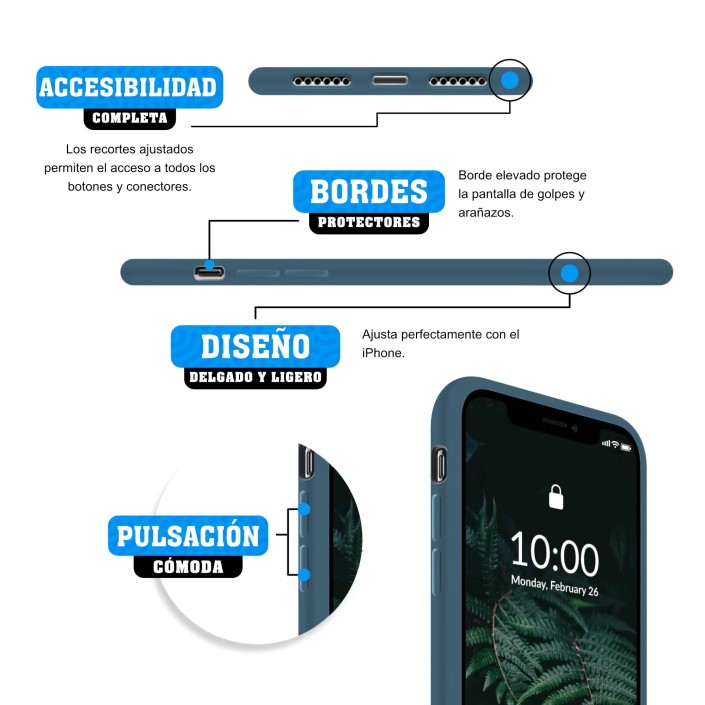 Funda Silicona para Apple iPhone X / Xs Azul...