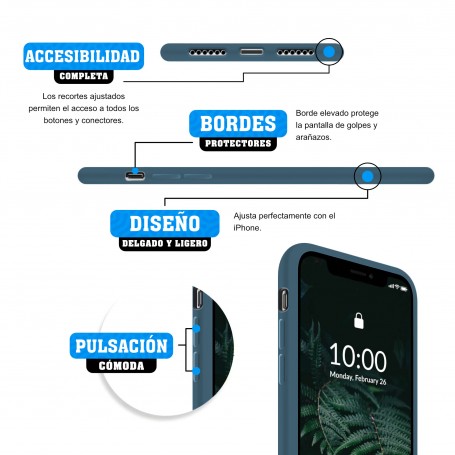 Funda Silicona para Apple iPhone X / Xs Azul Cosmos - Librephonia