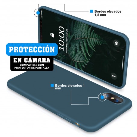 Funda Silicona para Apple iPhone X / Xs Azul Cosmos - Librephonia