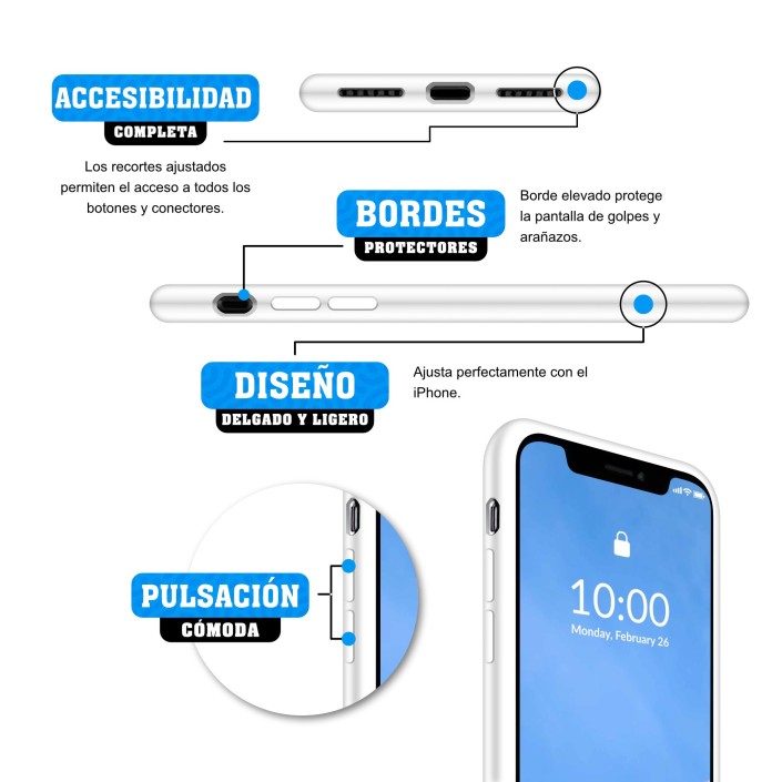 Funda Silicona para Apple iPhone Xs Max Blanco...