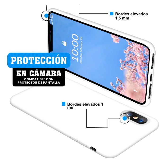Funda Silicona para Apple iPhone Xs Max Blanco...