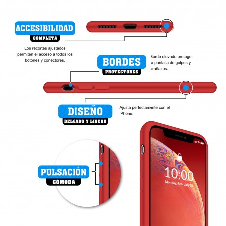 Funda Silicona para Apple iPhone Xs Max Rojo - Librephonia