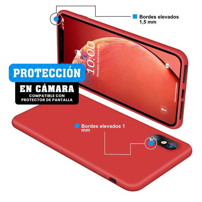 Funda Silicona para Apple iPhone Xs Max Rojo -...