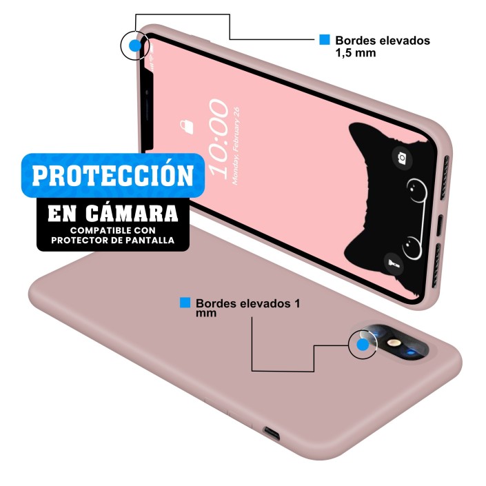 Funda Silicona para Apple iPhone Xs Max Rosa...