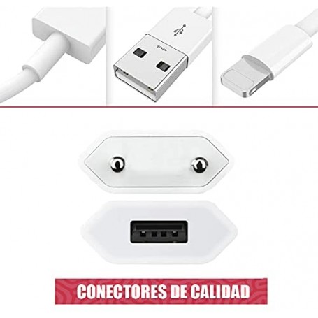 Cargador para Apple compatible con iPhone | iPad | iPod  MD813 USB + Cable MD818 - Librephonia