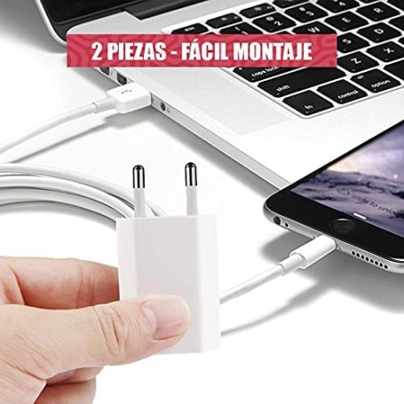 Cargador para Apple compatible con iPhone | iPad | iPod  MD813 USB + Cable MD818 - Librephonia