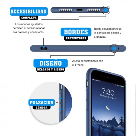 Funda Silicona para Apple iPhone 7 / 8 / SE 2020 Azul Océano - Librephonia