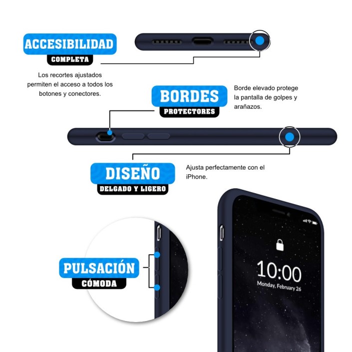 Funda Silicona para Apple iPhone Xr Azul...