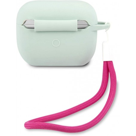 Funda Guess Silicona para Apple Airpods Pro Vintage Verde y Fucsia